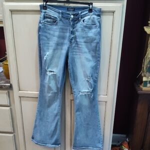 Judy Blue Light Blue Distressed Flare Jeans
